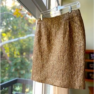 J. Crew Beautiful Gold Metallic Jacquard Pencil Skirt Size 6.